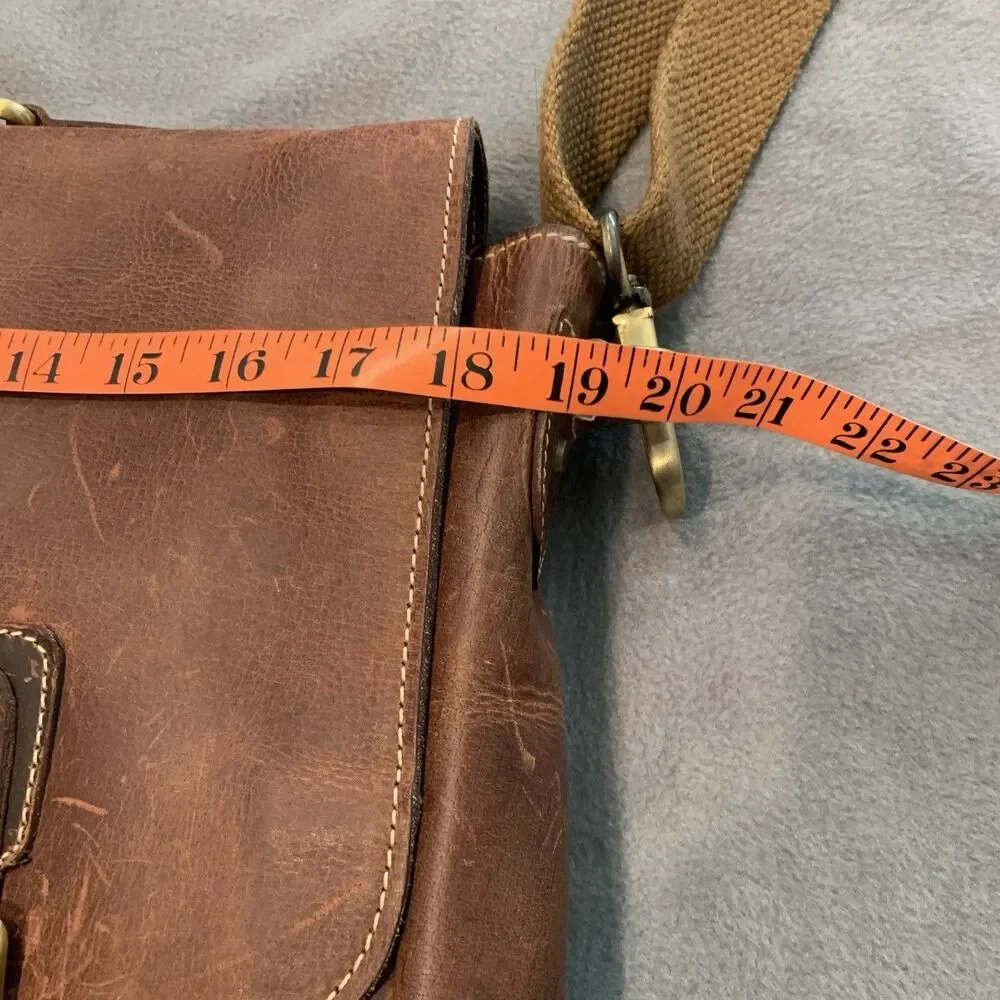 Aaron Leather Goods Genuine Leather Crossbody Bag Office Messenger Laptop